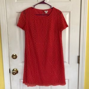 J.Crew Salmon Lace Shift Dress